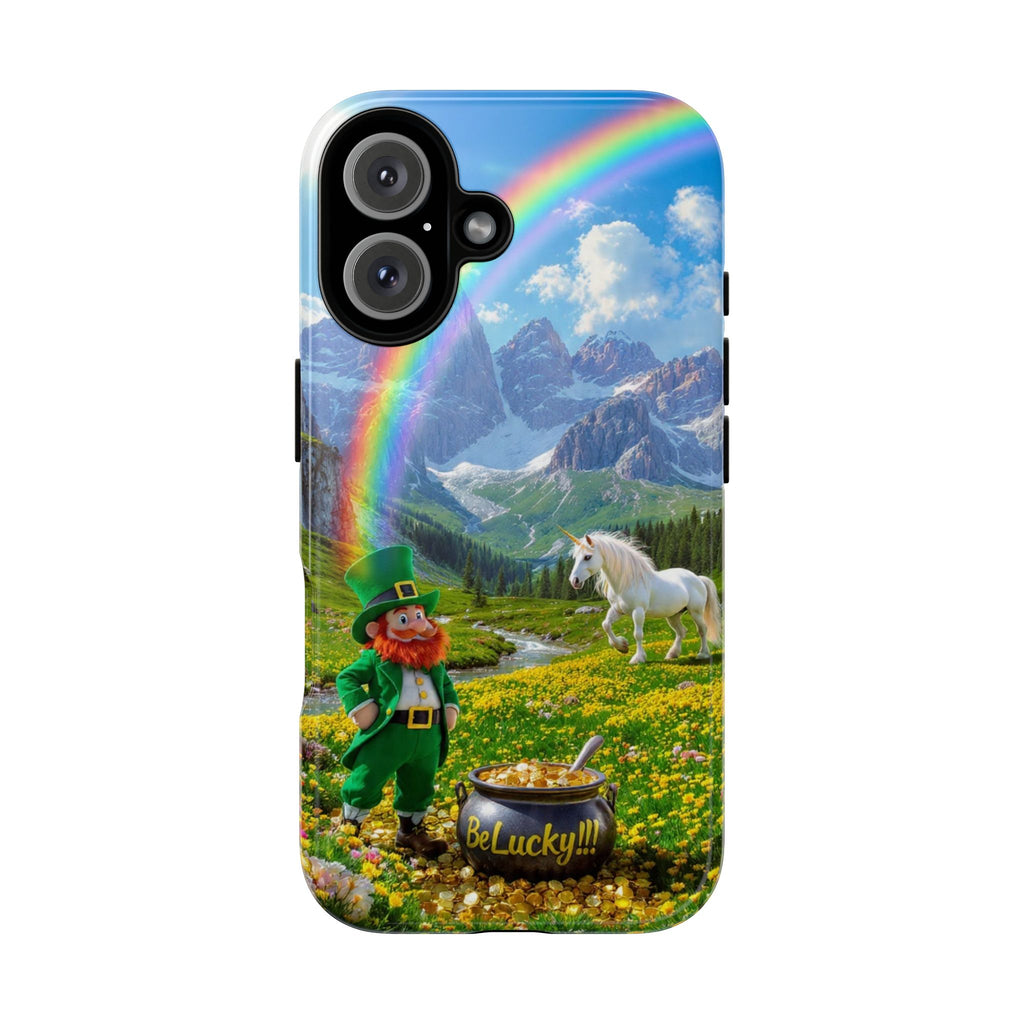 Lucky Leprechaun & Unicorn Phone Case — Rainbow Pot of Gold Protective Cover