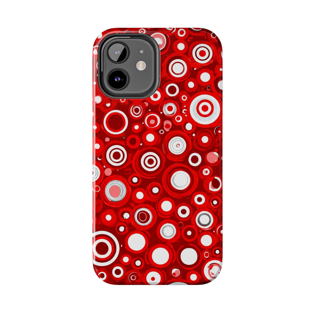 Red Retro Circles Tough Phone Case — Durable Shockproof Protective Cover