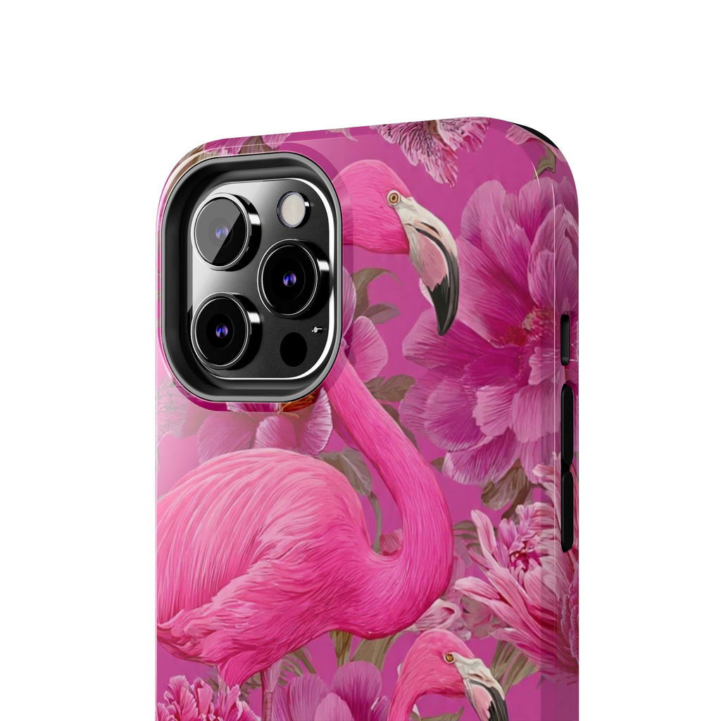 Pink Flamingo Floral Tough Phone Case — Protective iPhone Cover