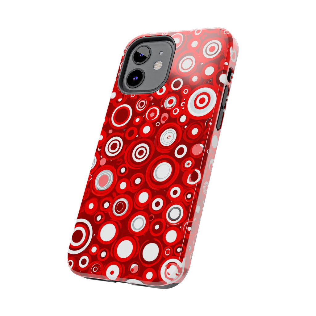 Red Retro Circles Tough Phone Case — Durable Shockproof Protective Cover