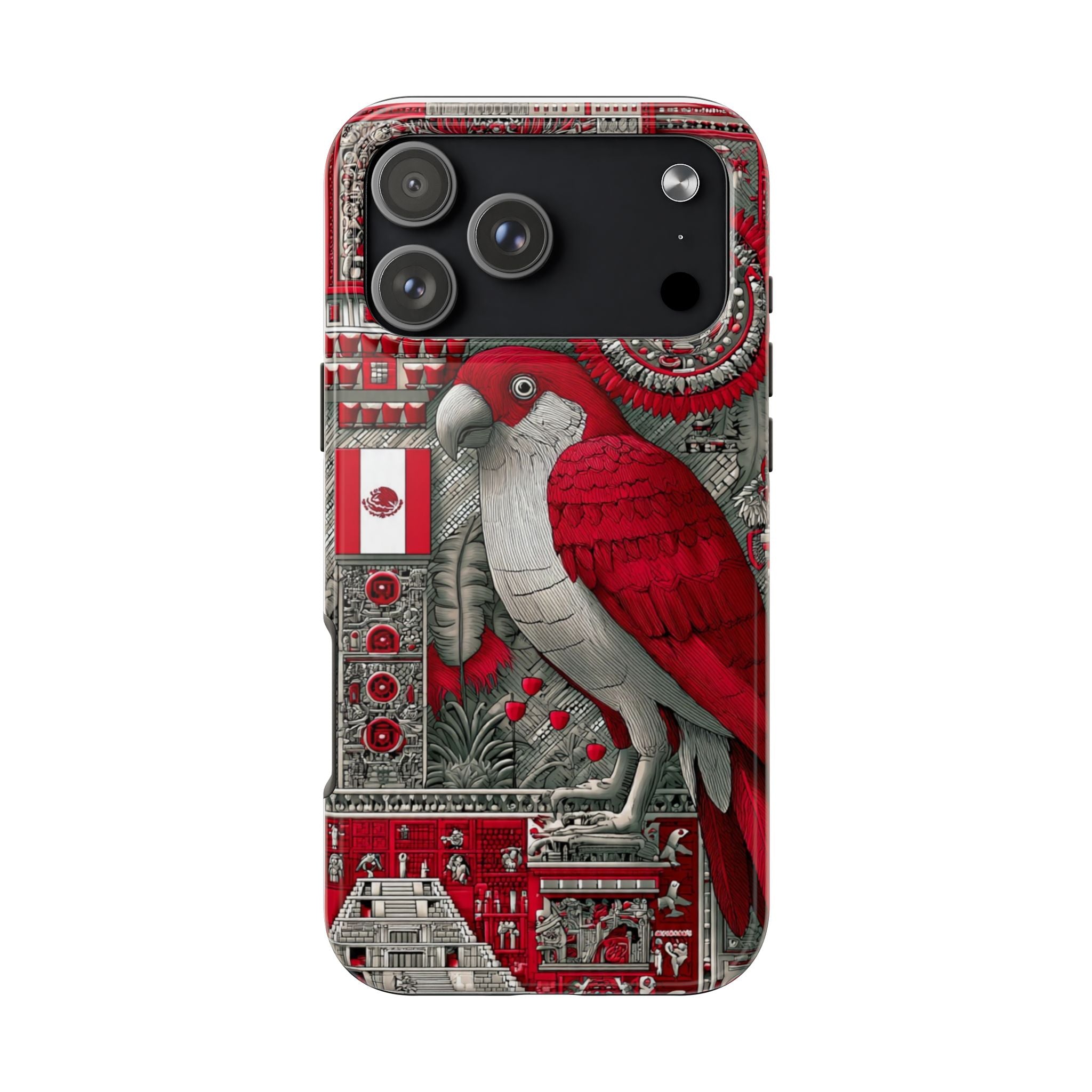Tough Phone Case — Red Parrot Graphic Impact-Resistant Phone Cover