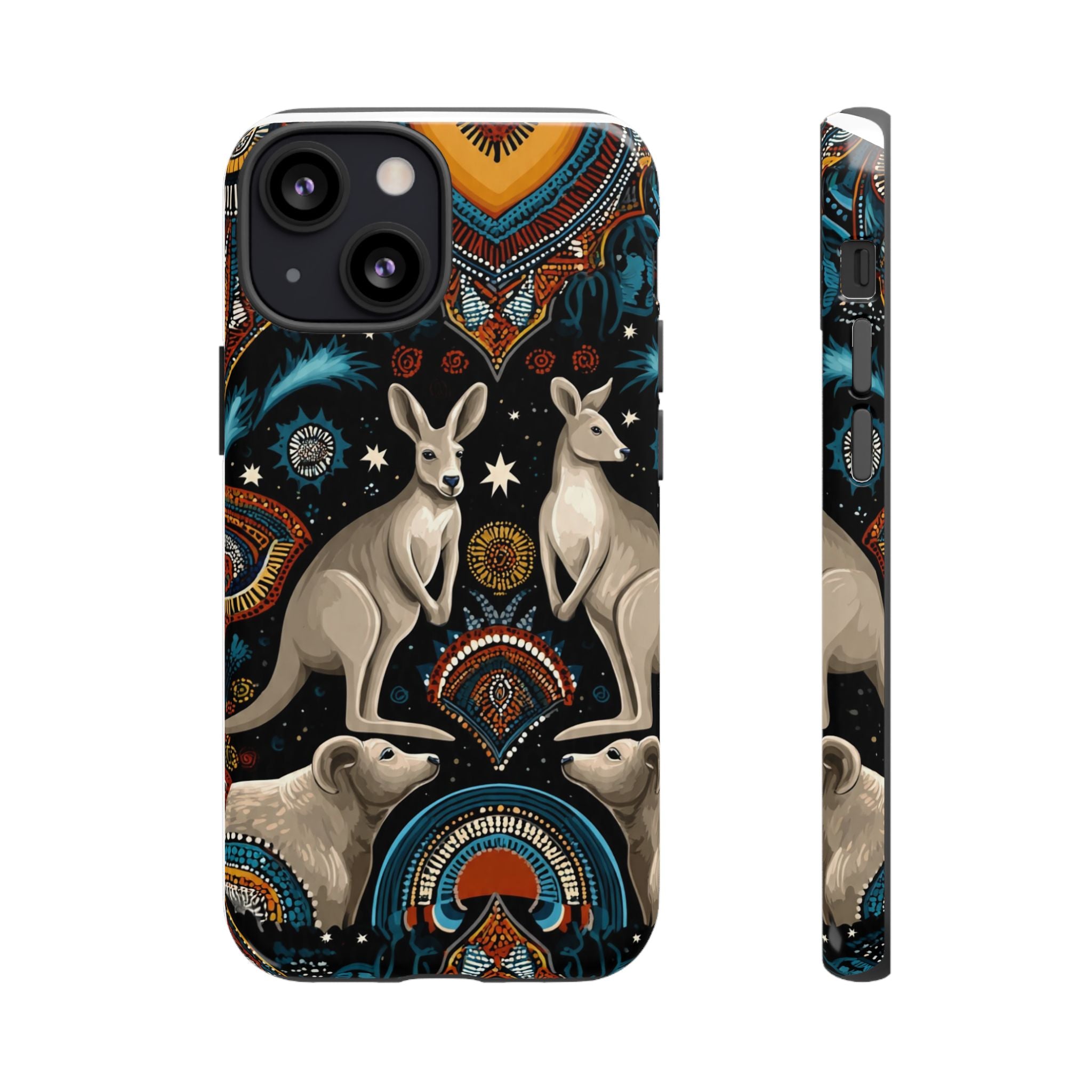 Kangaroo & Boomerang Tough Phone Case — Australian Wildlife Pattern