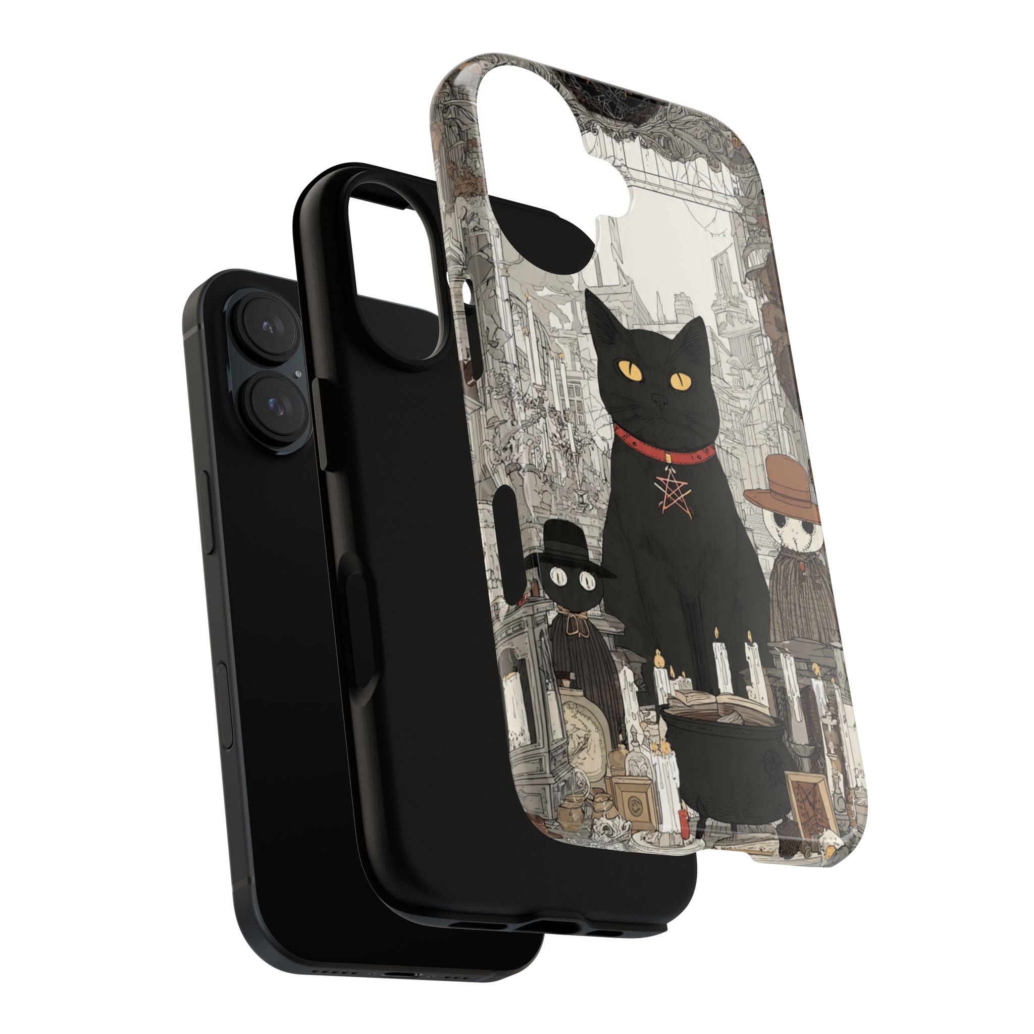 Witchy Black Cat Phone Case – Vintage Occult Tarot Design