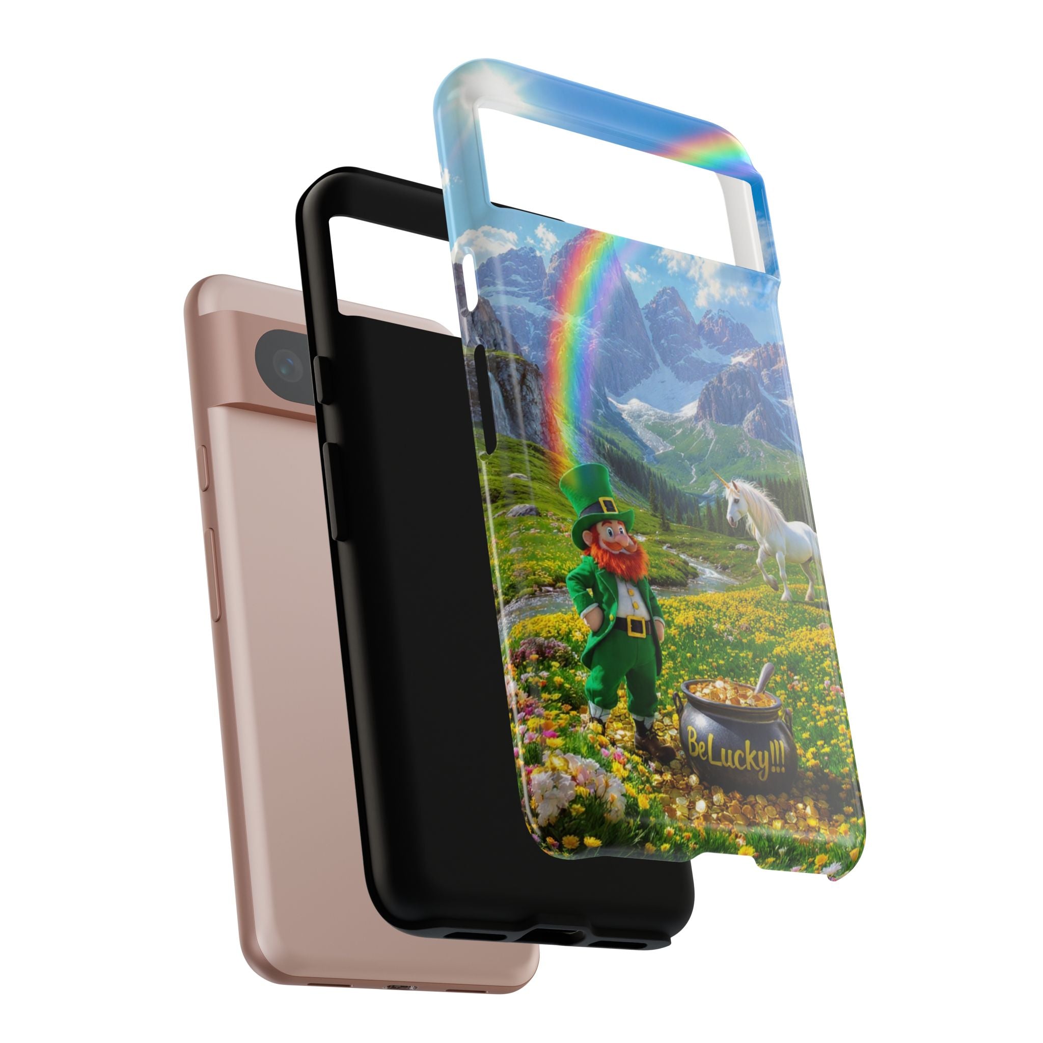 Lucky Leprechaun & Unicorn Phone Case — Rainbow Pot of Gold Protective Cover