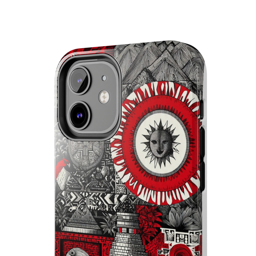Tough Phone Case — Red Inca Pyramid Collage (Sun & Raven)