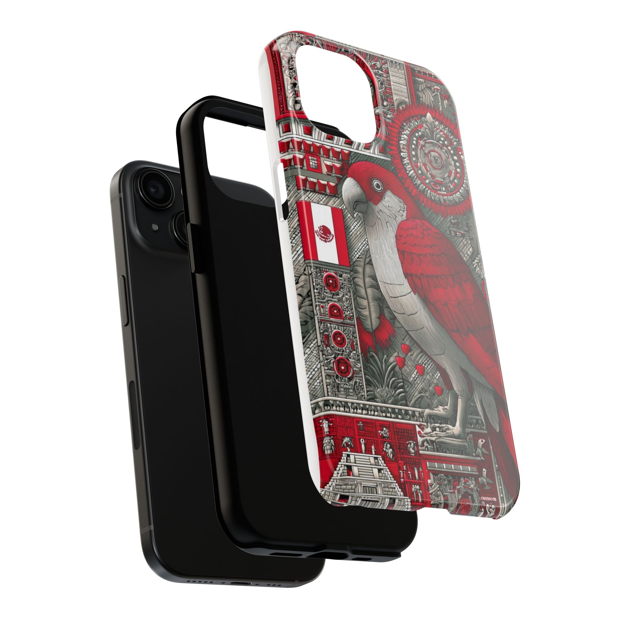 Tough Phone Case — Red Parrot Graphic Impact-Resistant Phone Cover