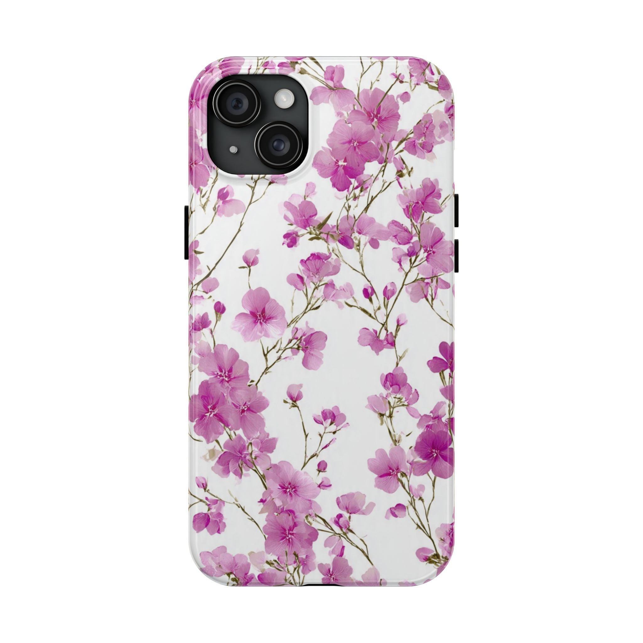 Floral Pink Blossoms Tough Phone Case — Durable Protective Phone Cover with Watercolor Cherry Blossom Design