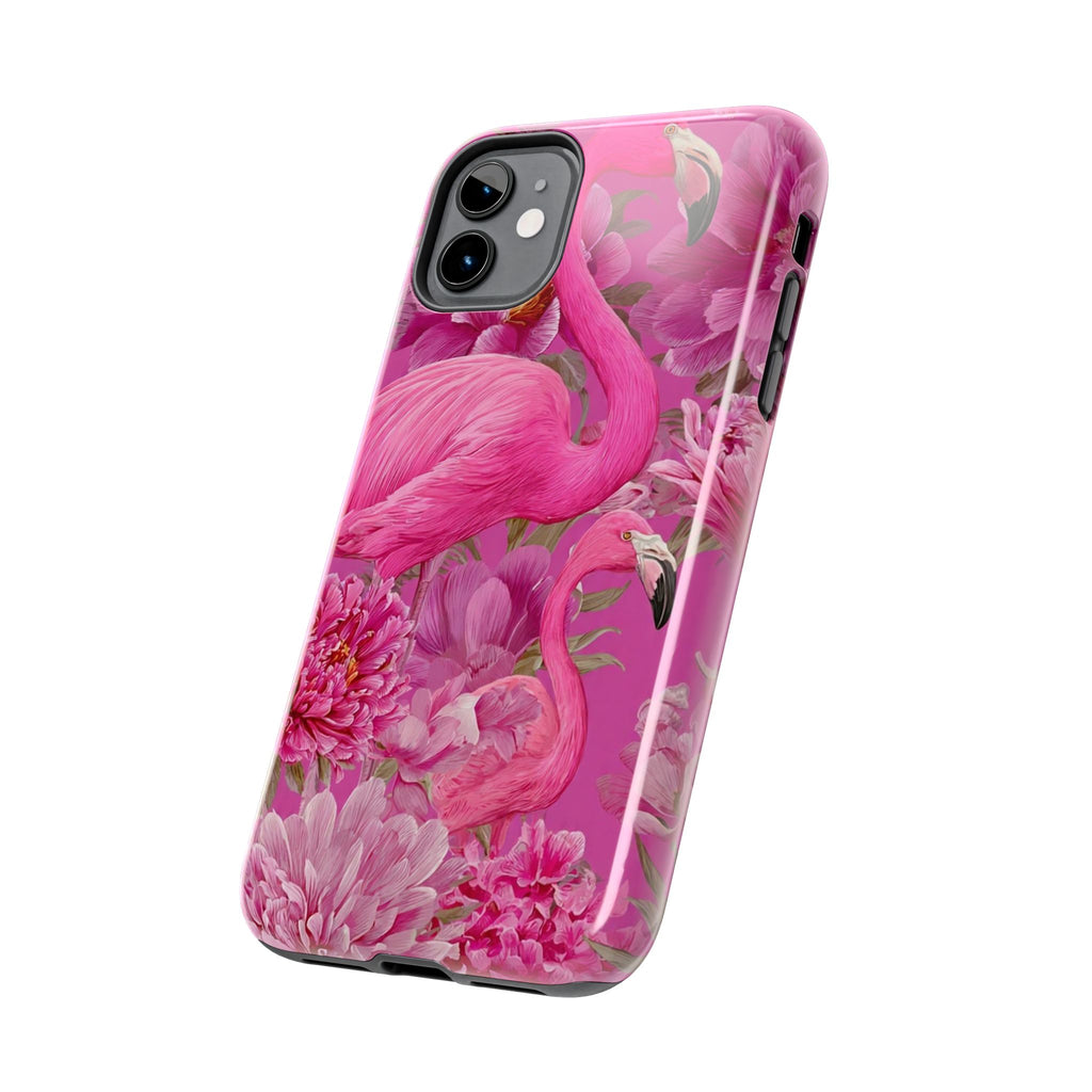Pink Flamingo Floral Tough Phone Case — Protective iPhone Cover