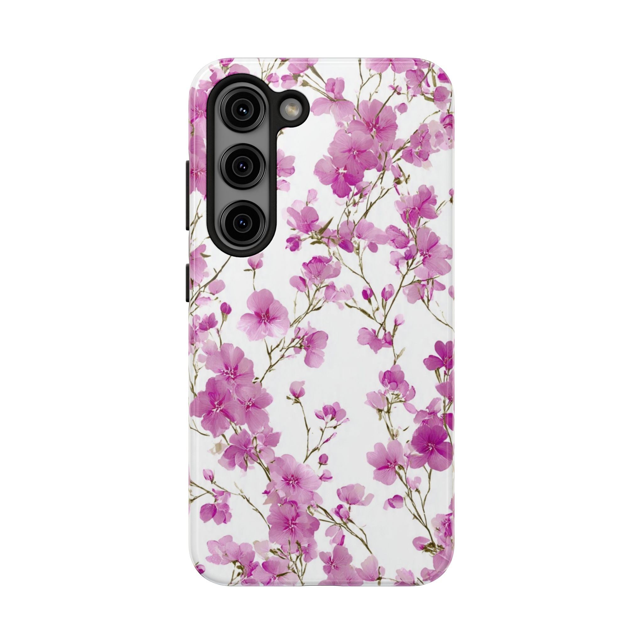 Floral Pink Blossoms Tough Phone Case — Durable Protective Phone Cover with Watercolor Cherry Blossom Design