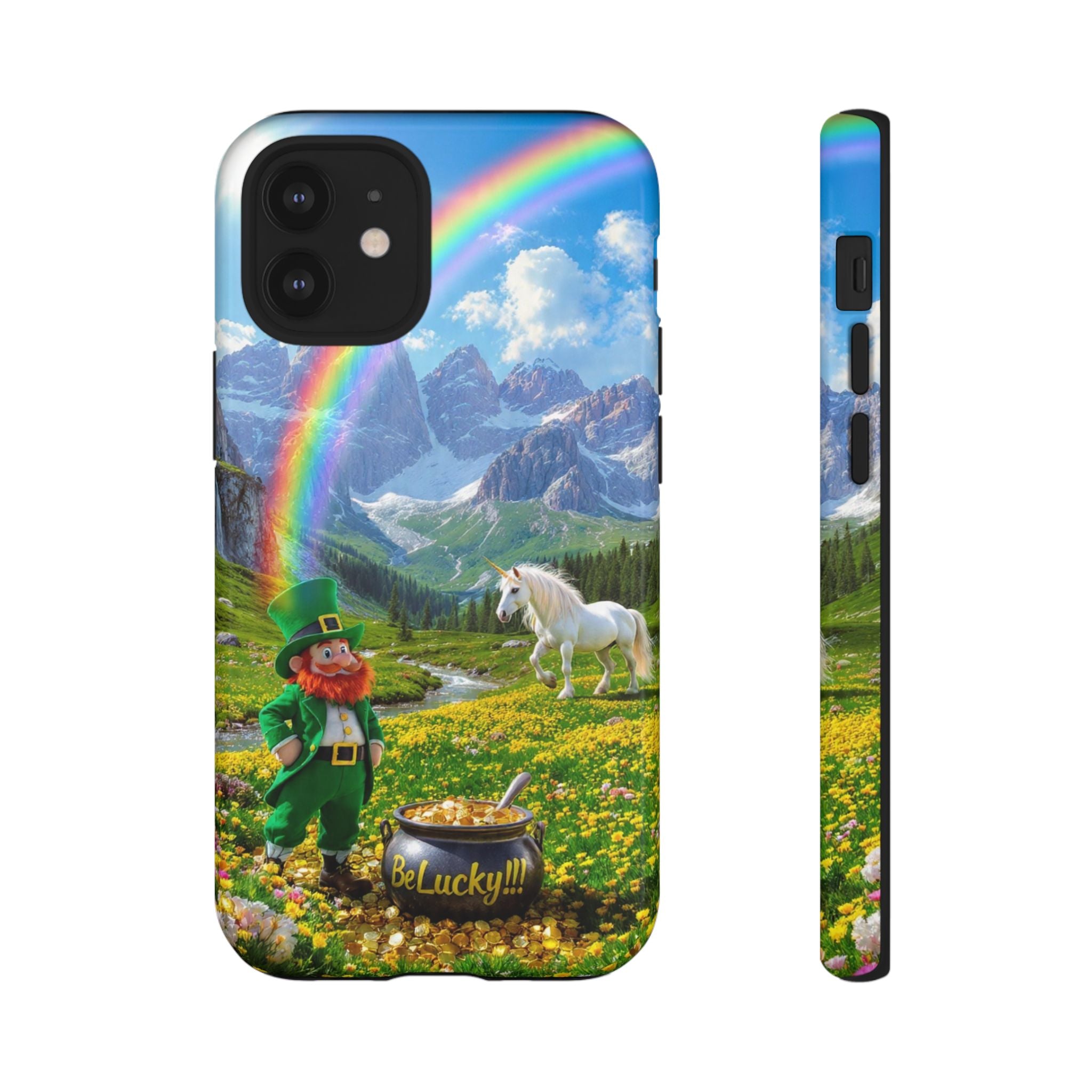Lucky Leprechaun & Unicorn Phone Case — Rainbow Pot of Gold Protective Cover