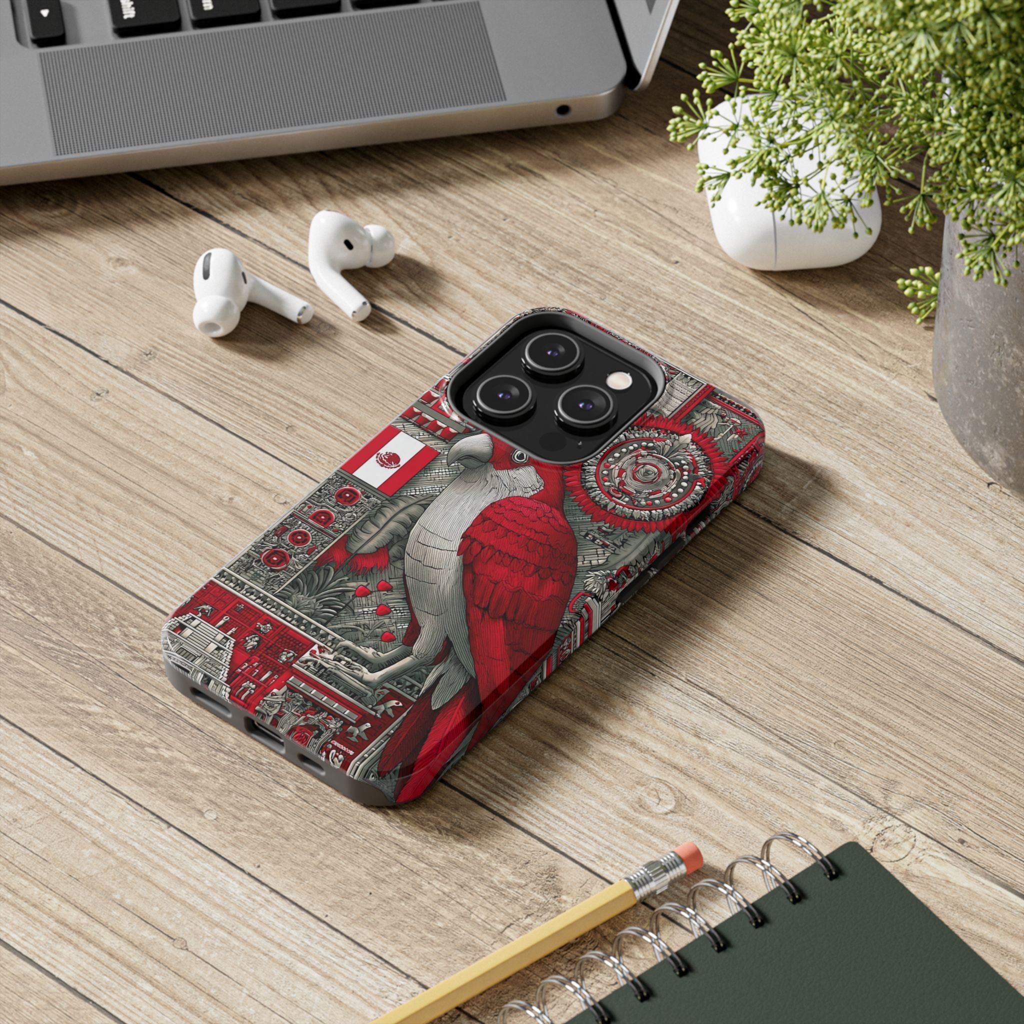 Tough Phone Case — Red Parrot Graphic Impact-Resistant Phone Cover