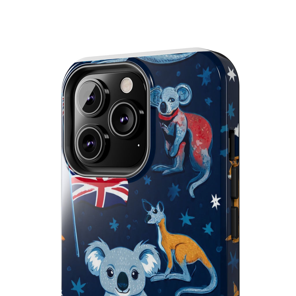 Australian Wildlife Tough Phone Case — Koala & Kangaroo Flag Design