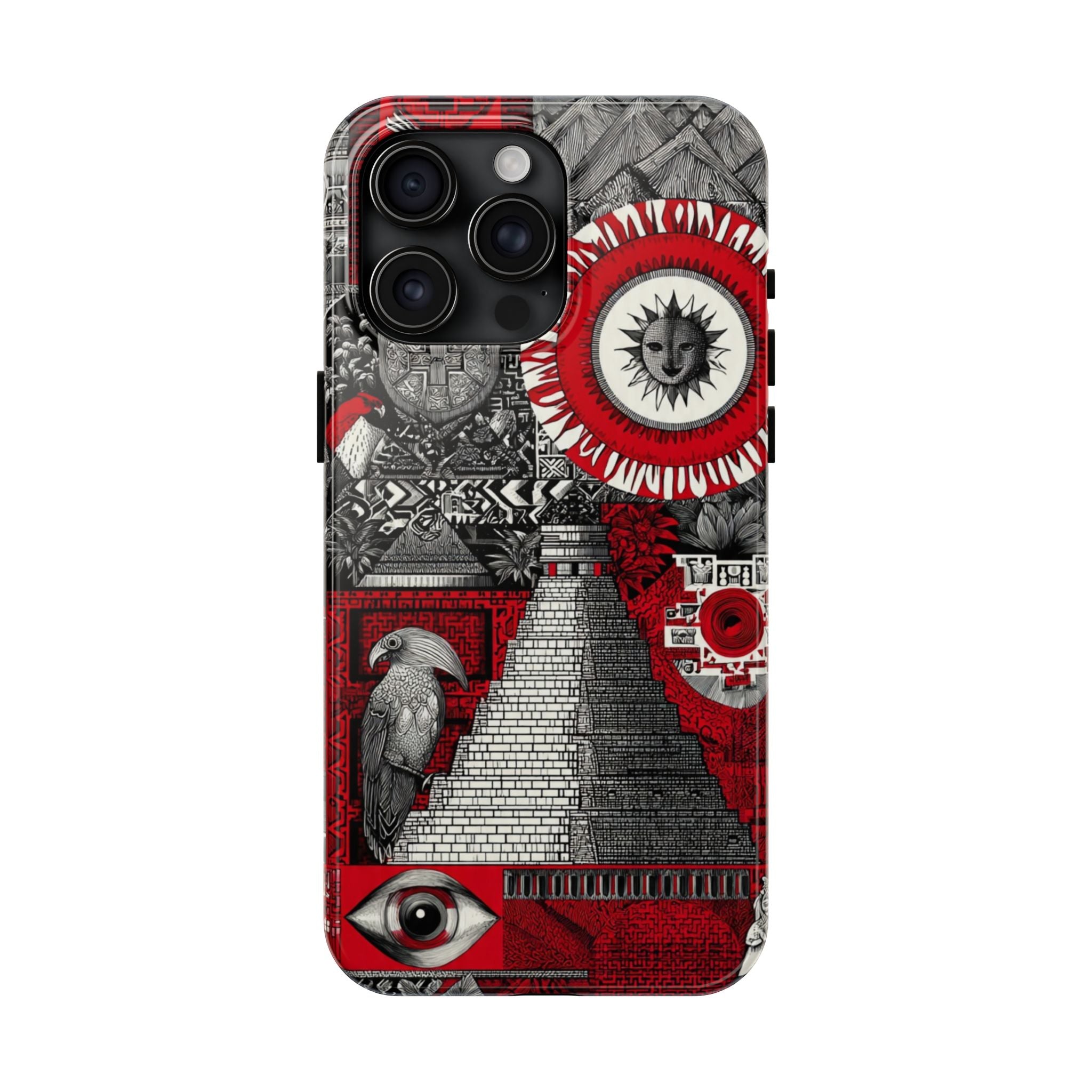Tough Phone Case — Red Inca Pyramid Collage (Sun & Raven)