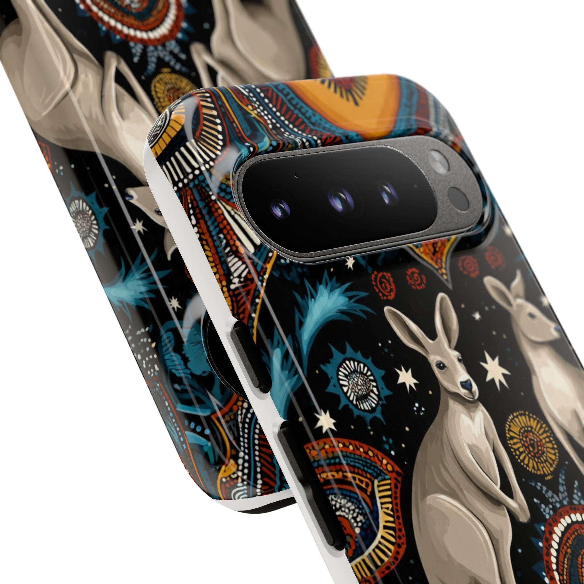 Kangaroo & Boomerang Tough Phone Case — Australian Wildlife Pattern