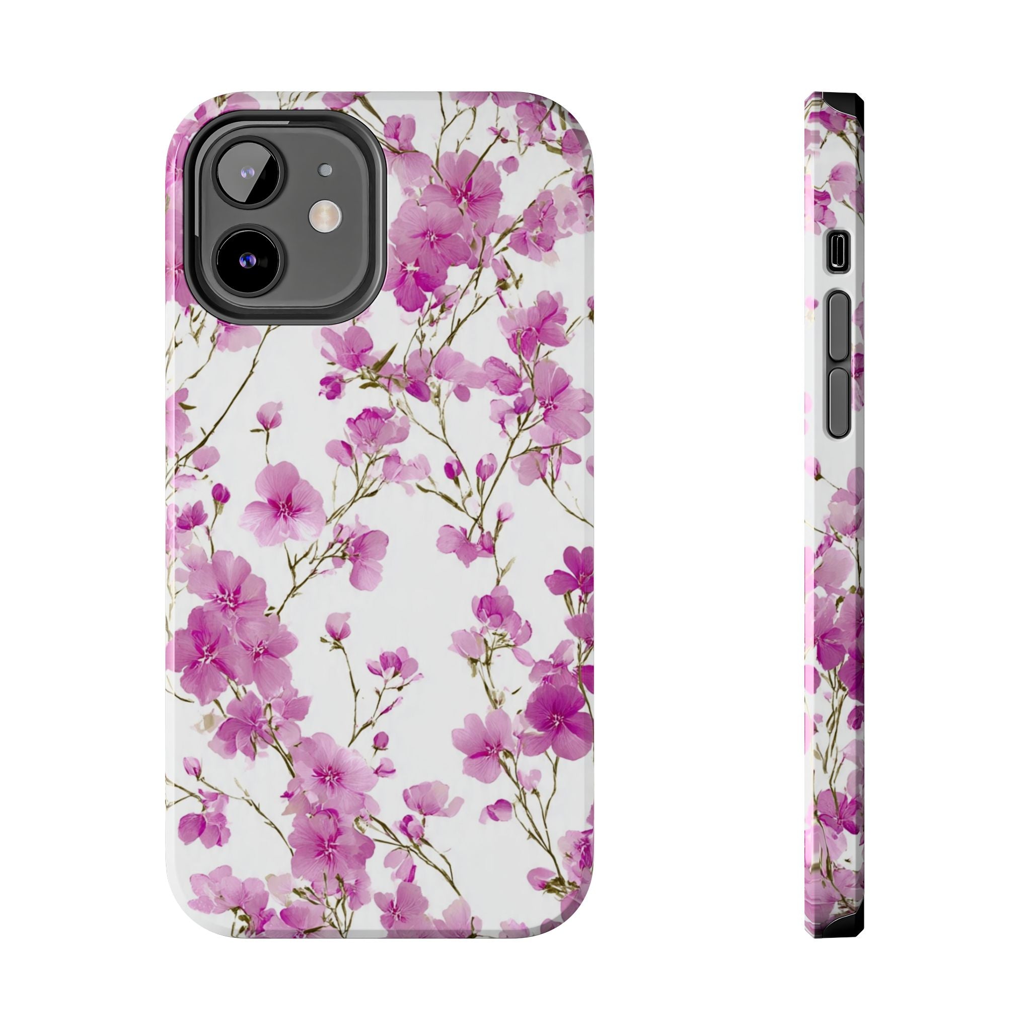 Floral Pink Blossoms Tough Phone Case — Durable Protective Phone Cover with Watercolor Cherry Blossom Design