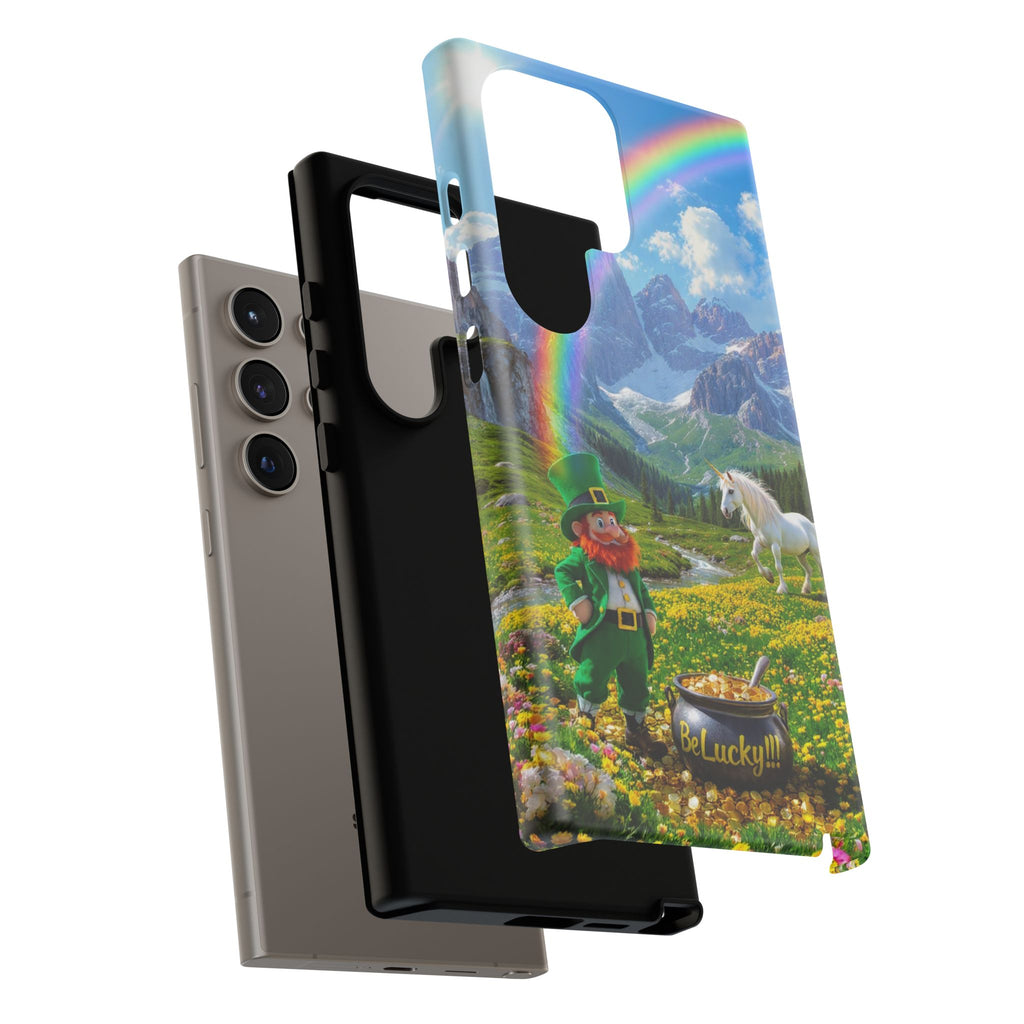 Lucky Leprechaun & Unicorn Phone Case — Rainbow Pot of Gold Protective Cover