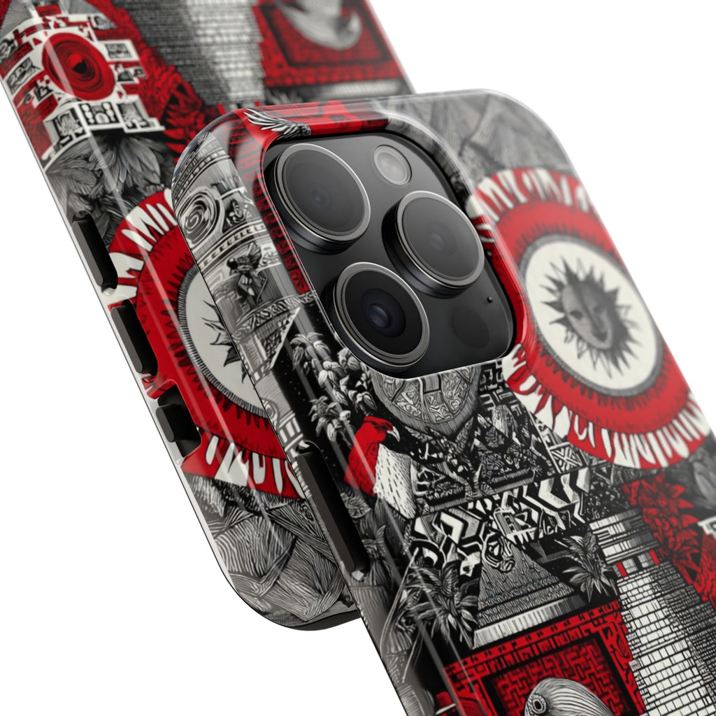 Tough Phone Case — Red Inca Pyramid Collage (Sun & Raven)