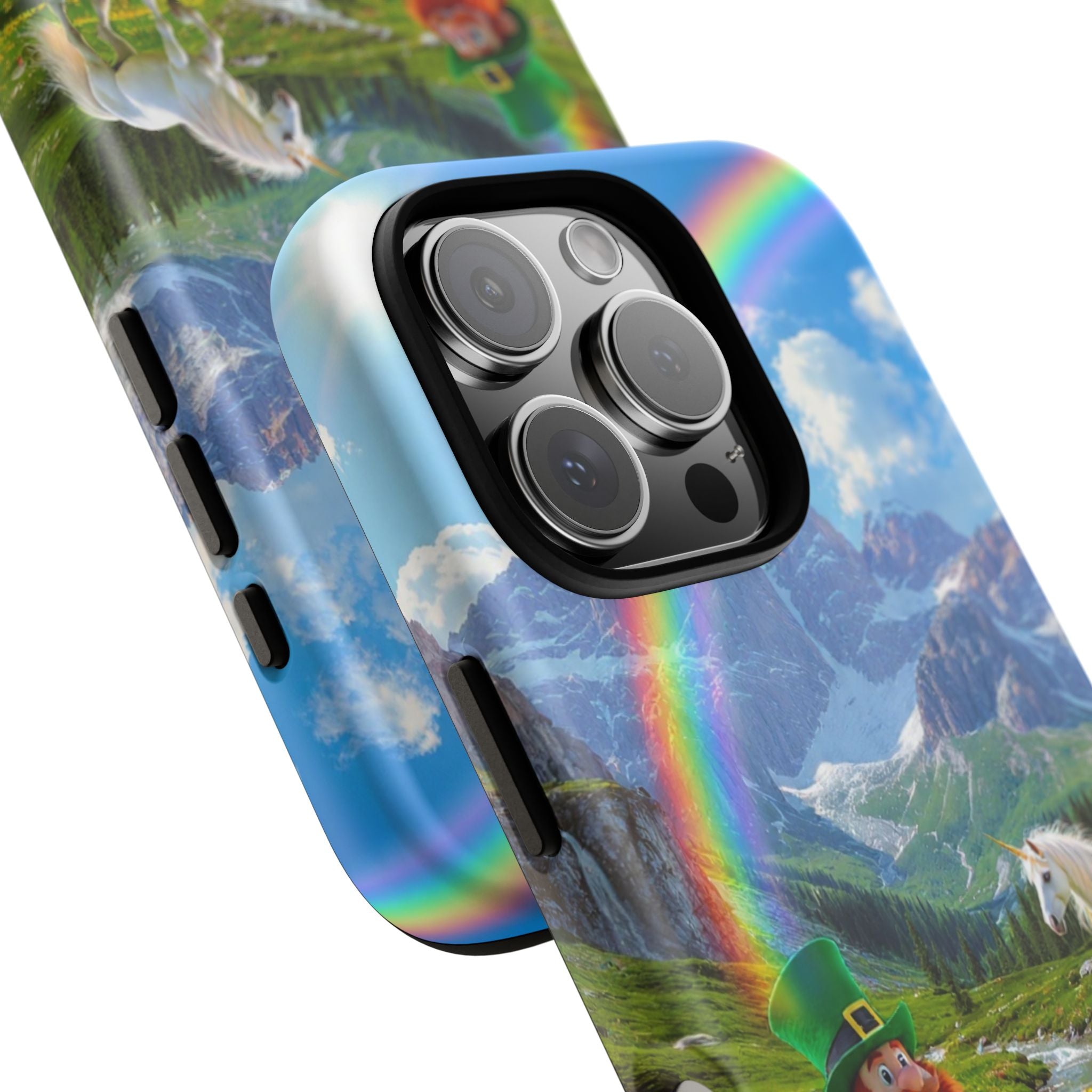 Lucky Leprechaun & Unicorn Phone Case — Rainbow Pot of Gold Protective Cover