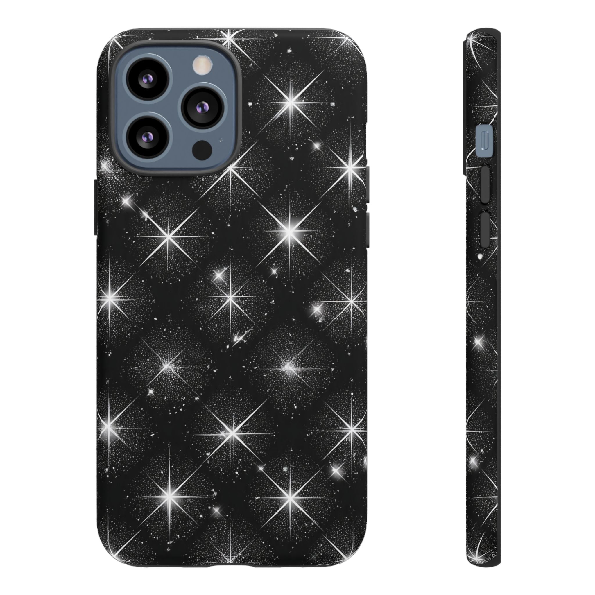 Galaxy Sparkle Tough Phone Case — Black Starfield Protective Cover