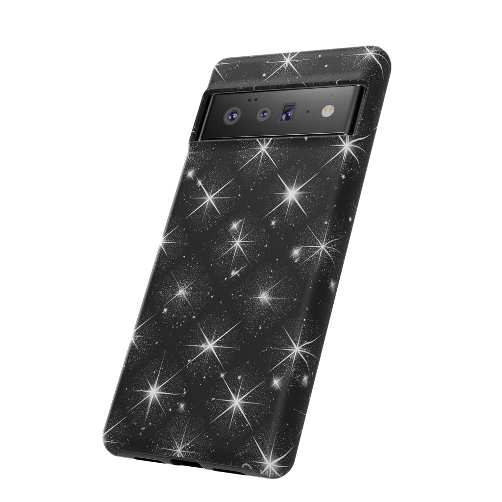 Galaxy Sparkle Tough Phone Case — Black Starfield Protective Cover