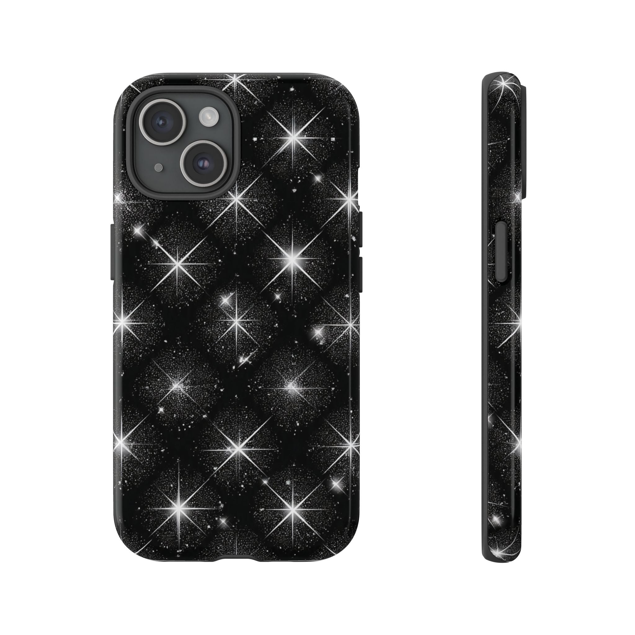 Galaxy Sparkle Tough Phone Case — Black Starfield Protective Cover