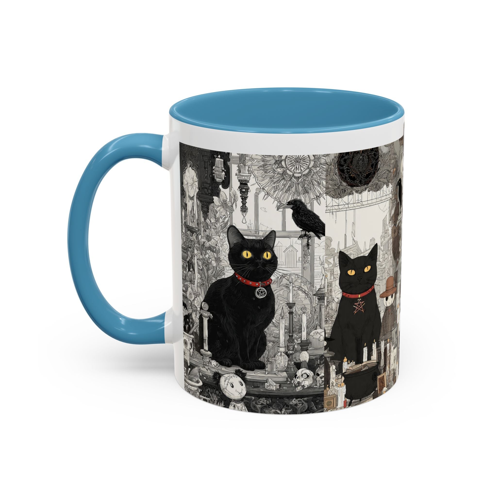 Black Cat Vintage Street Art Coffee Mug — 11/15oz Accent Ceramic