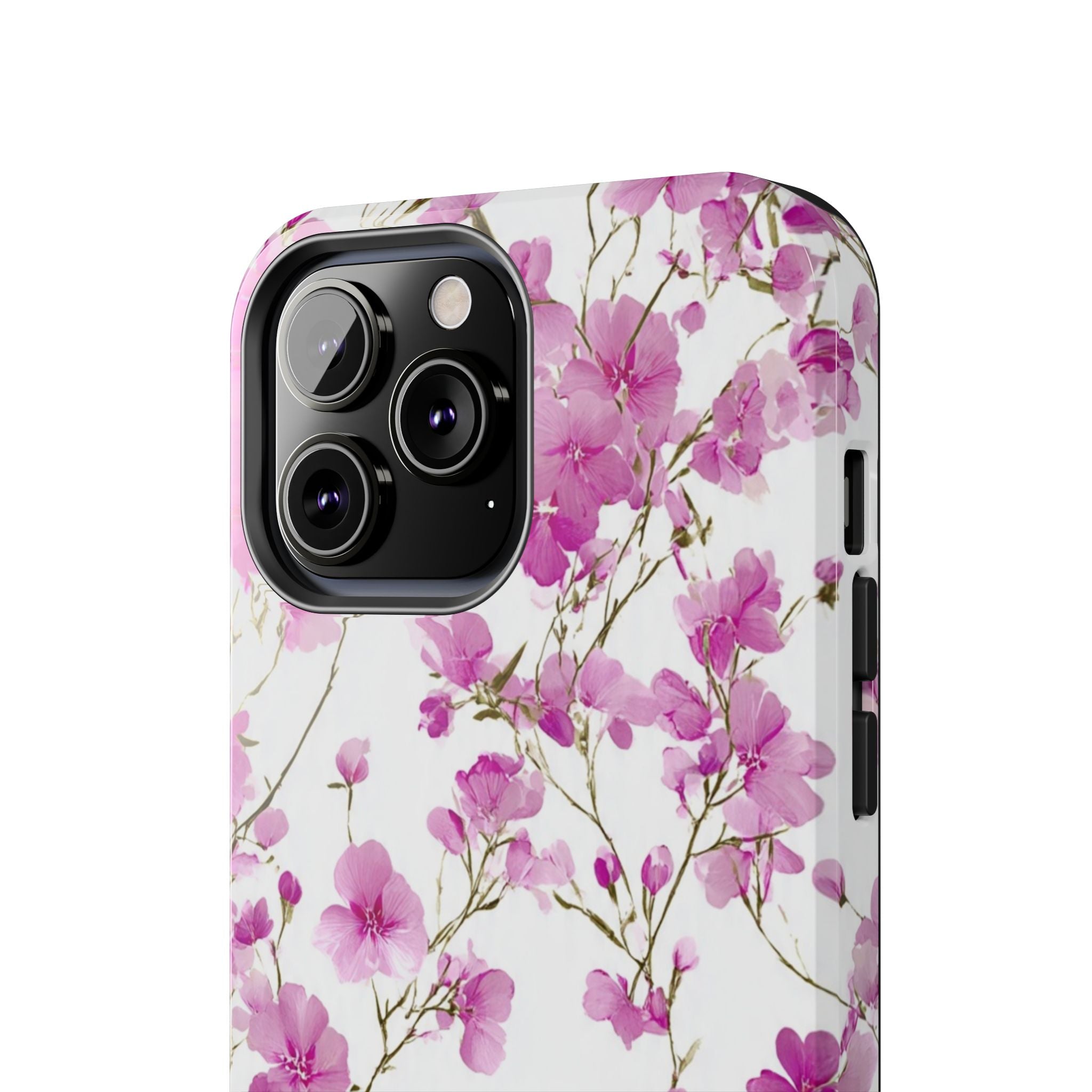 Floral Pink Blossoms Tough Phone Case — Durable Protective Phone Cover with Watercolor Cherry Blossom Design