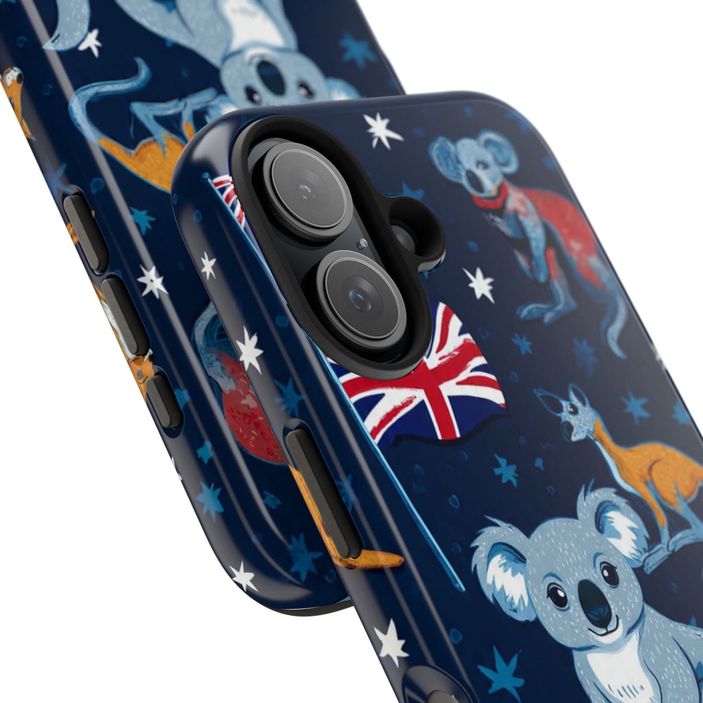 Australian Wildlife Tough Phone Case — Koala & Kangaroo Flag Design