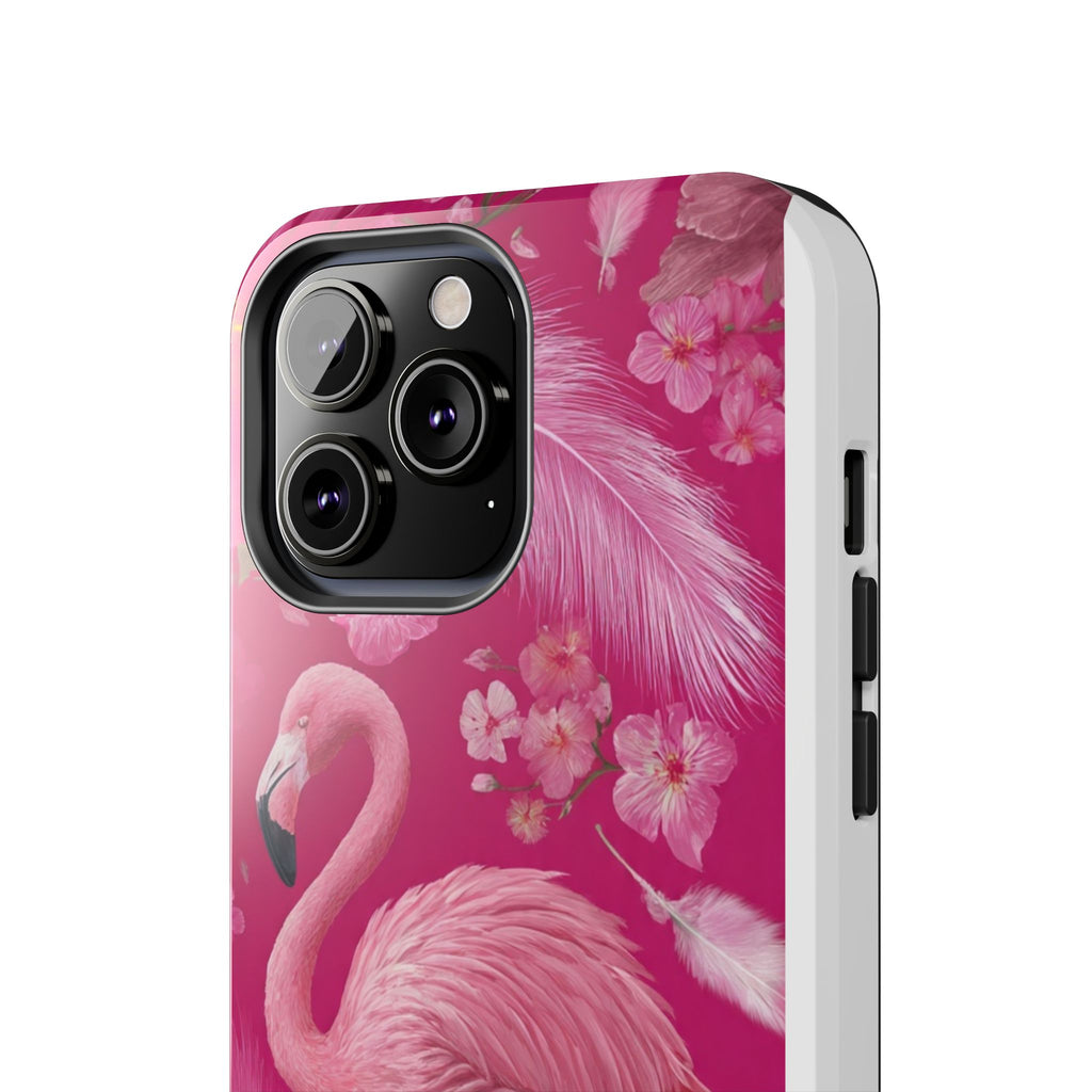 Flamingo Floral Tough Phone Case — Pink Tropical Feather Design