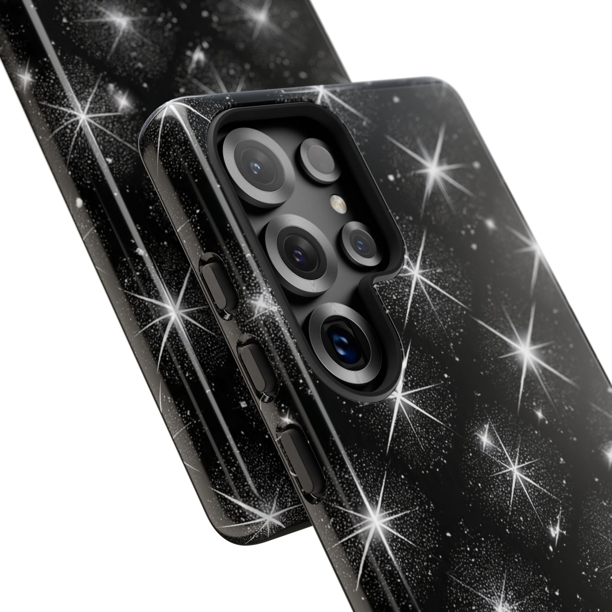 Galaxy Sparkle Tough Phone Case — Black Starfield Protective Cover