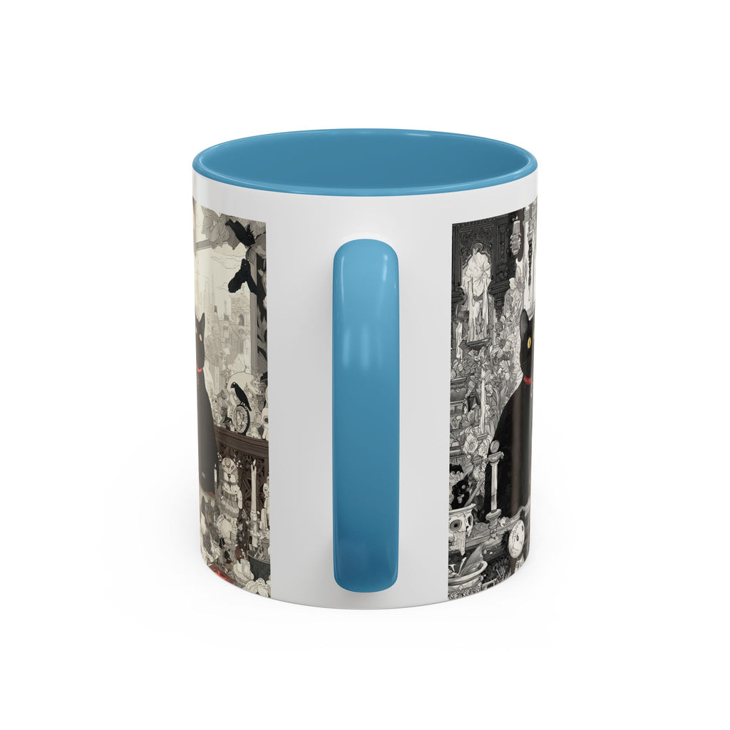 Black Cat Vintage Street Art Coffee Mug — 11/15oz Accent Ceramic