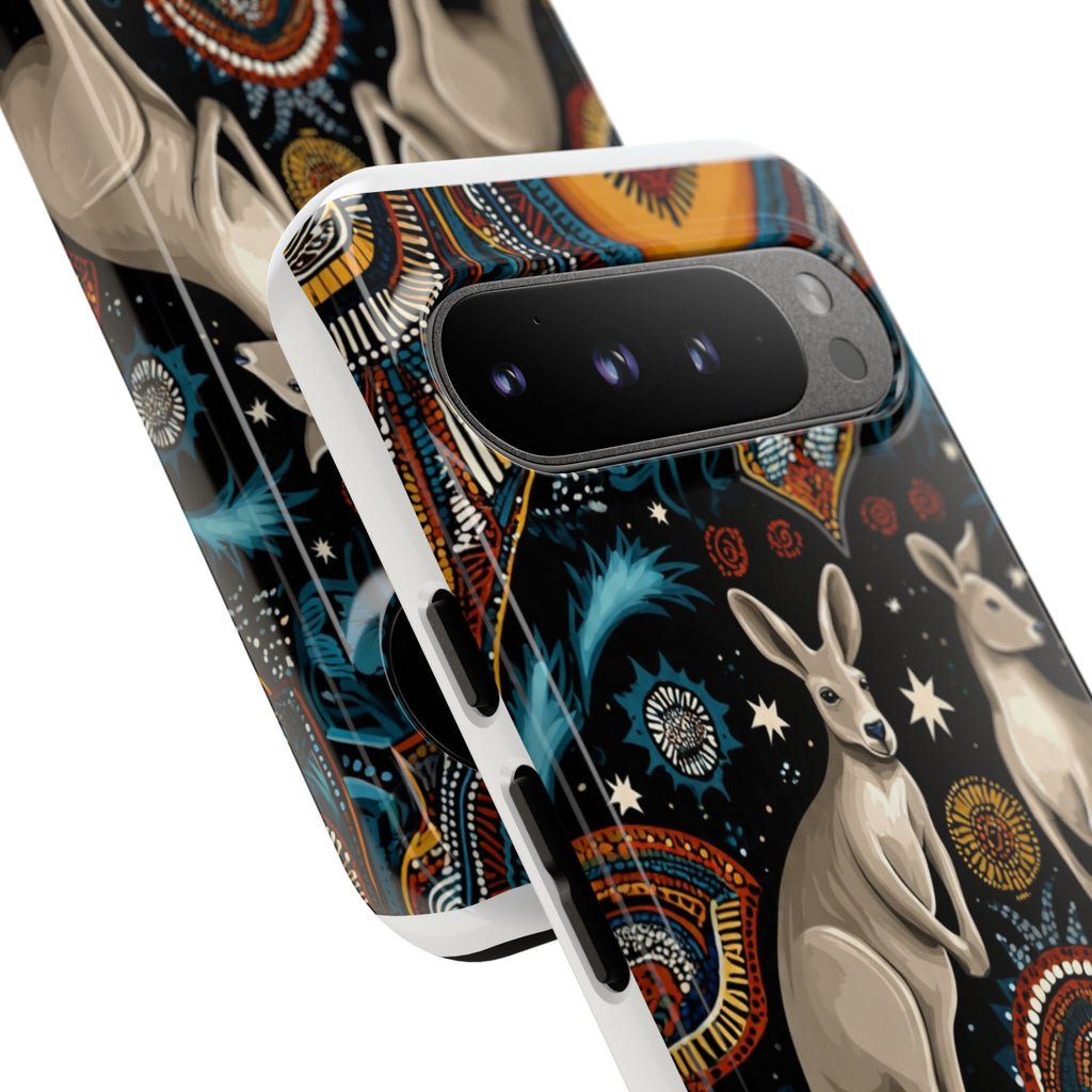 Kangaroo & Boomerang Tough Phone Case — Australian Wildlife Pattern