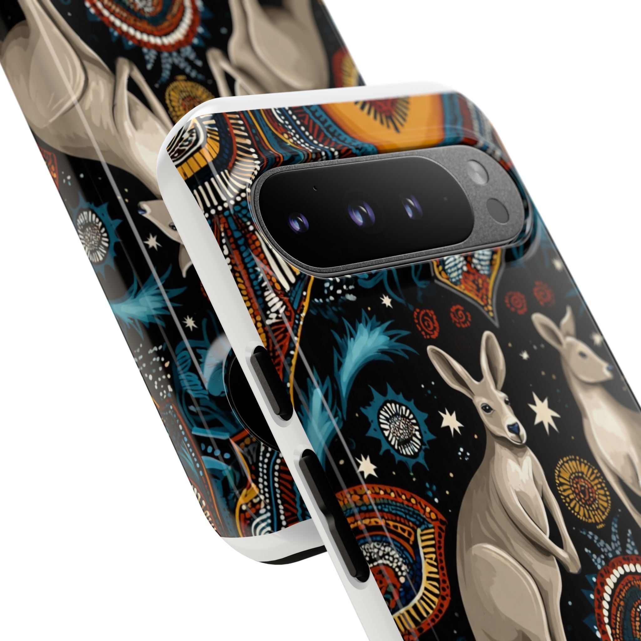 Kangaroo & Boomerang Tough Phone Case — Australian Wildlife Pattern