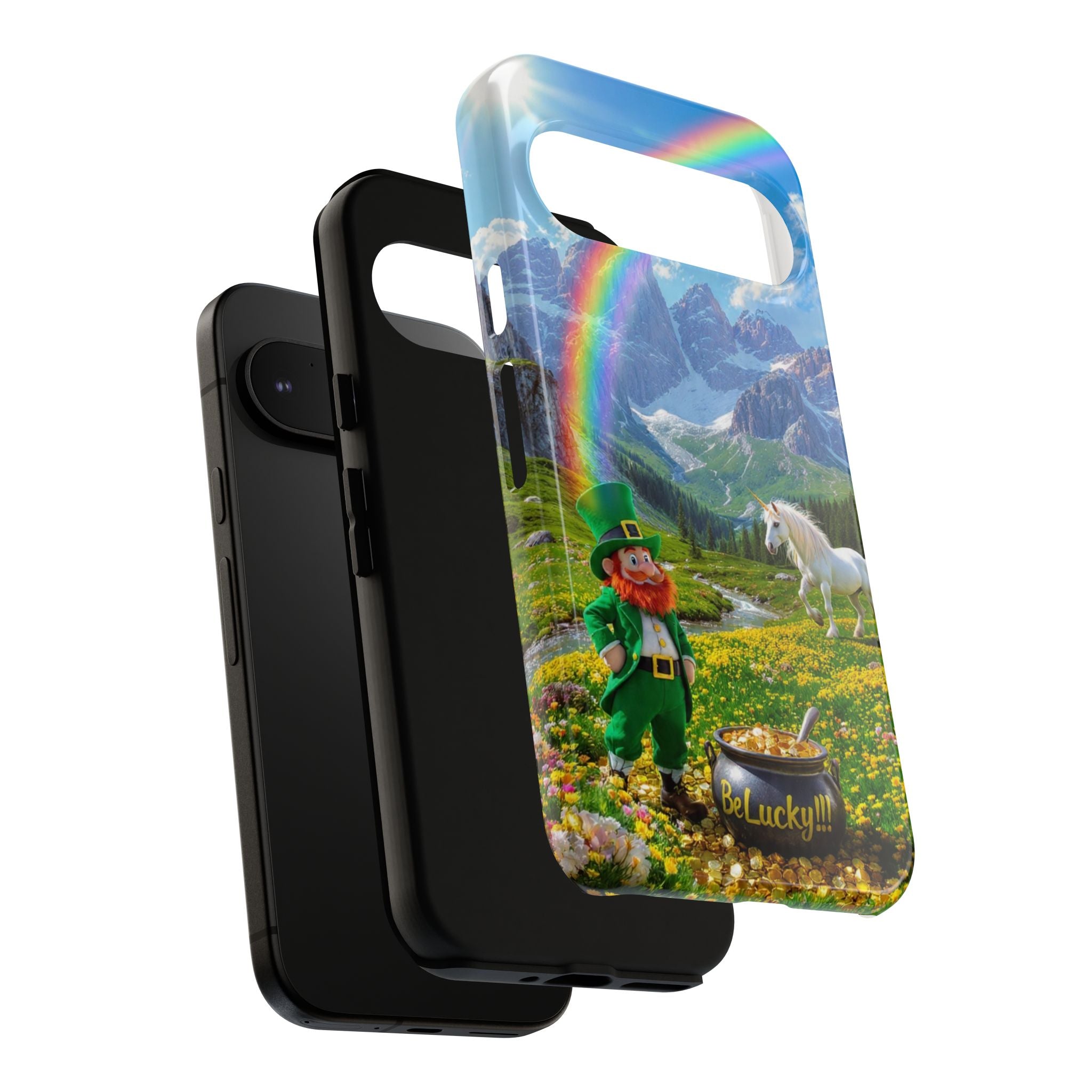Lucky Leprechaun & Unicorn Phone Case — Rainbow Pot of Gold Protective Cover