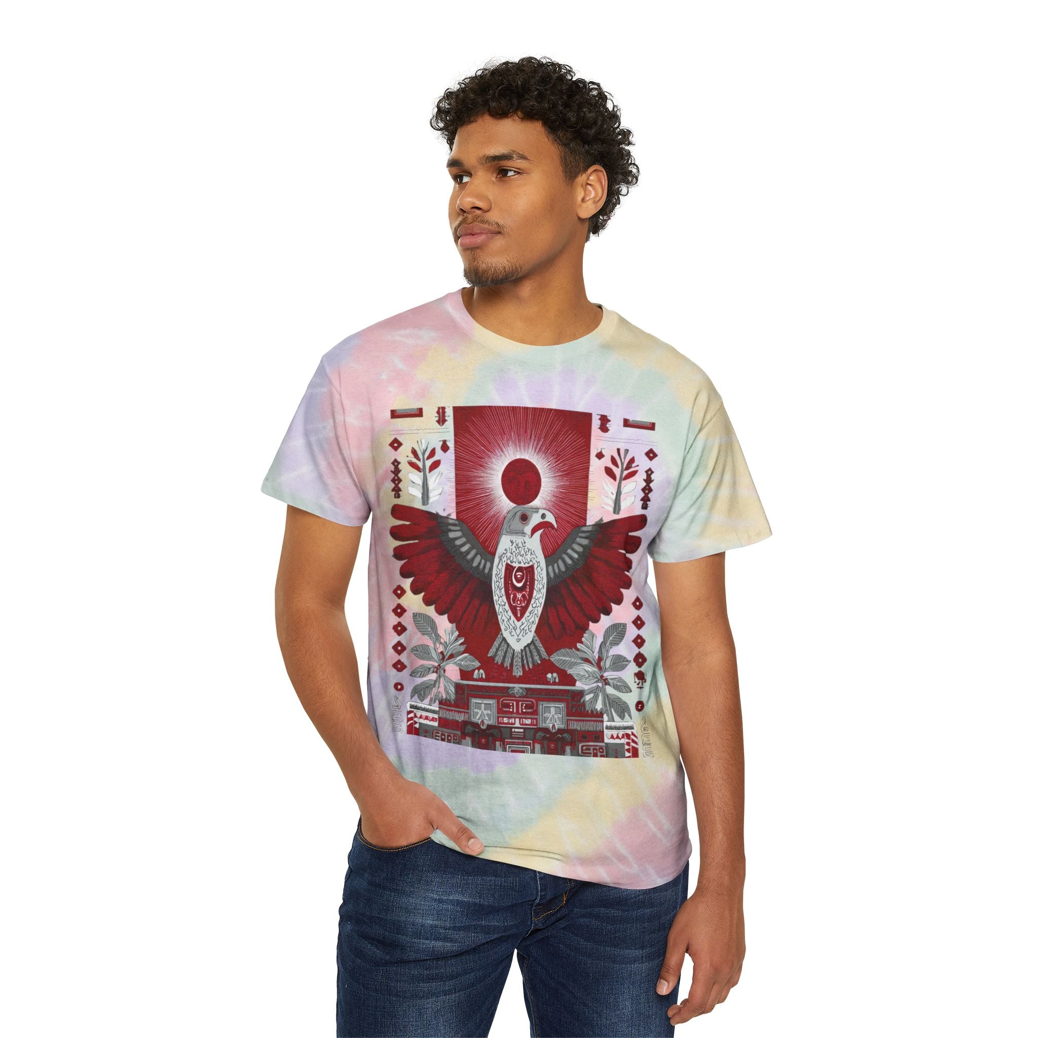 Tie-Dye Spiral Tee — Vintage Southwestern Eagle Graphic