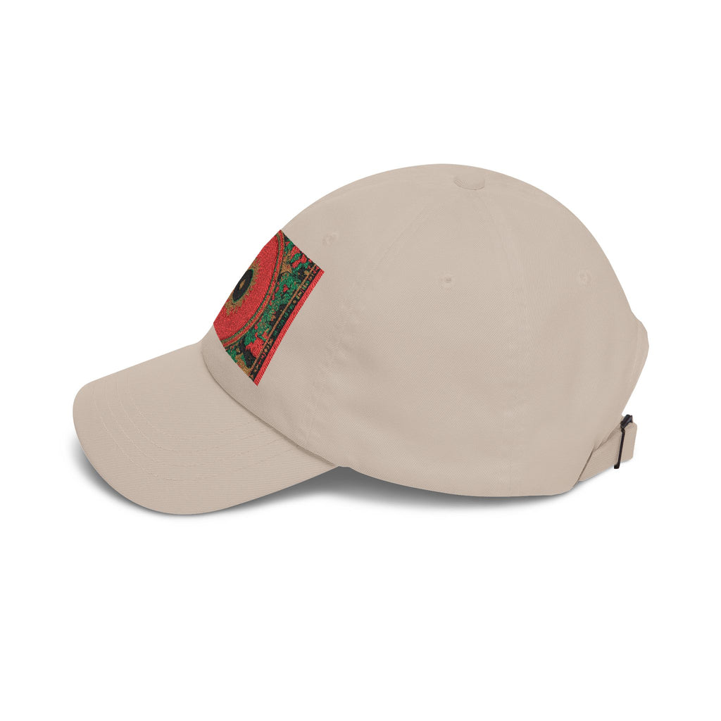 Floral Mandala Dad Cap - Vibrant Red Garden Circle Embroidered Hat