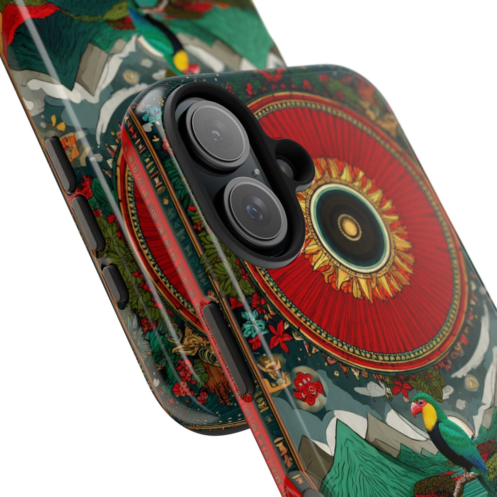 Tough Phone Case — Vibrant Tropical Mountain Bird Design