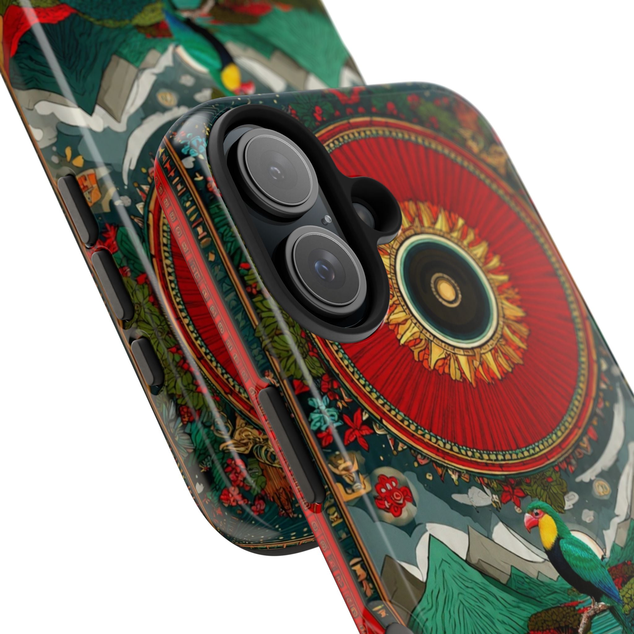 Tough Phone Case — Vibrant Tropical Mountain Bird Design