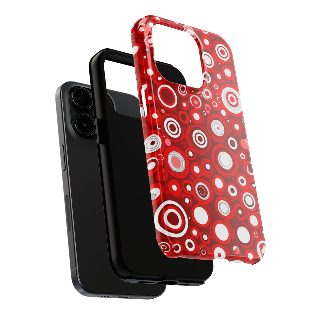 Red Retro Circles Tough Phone Case — Durable Shockproof Protective Cover