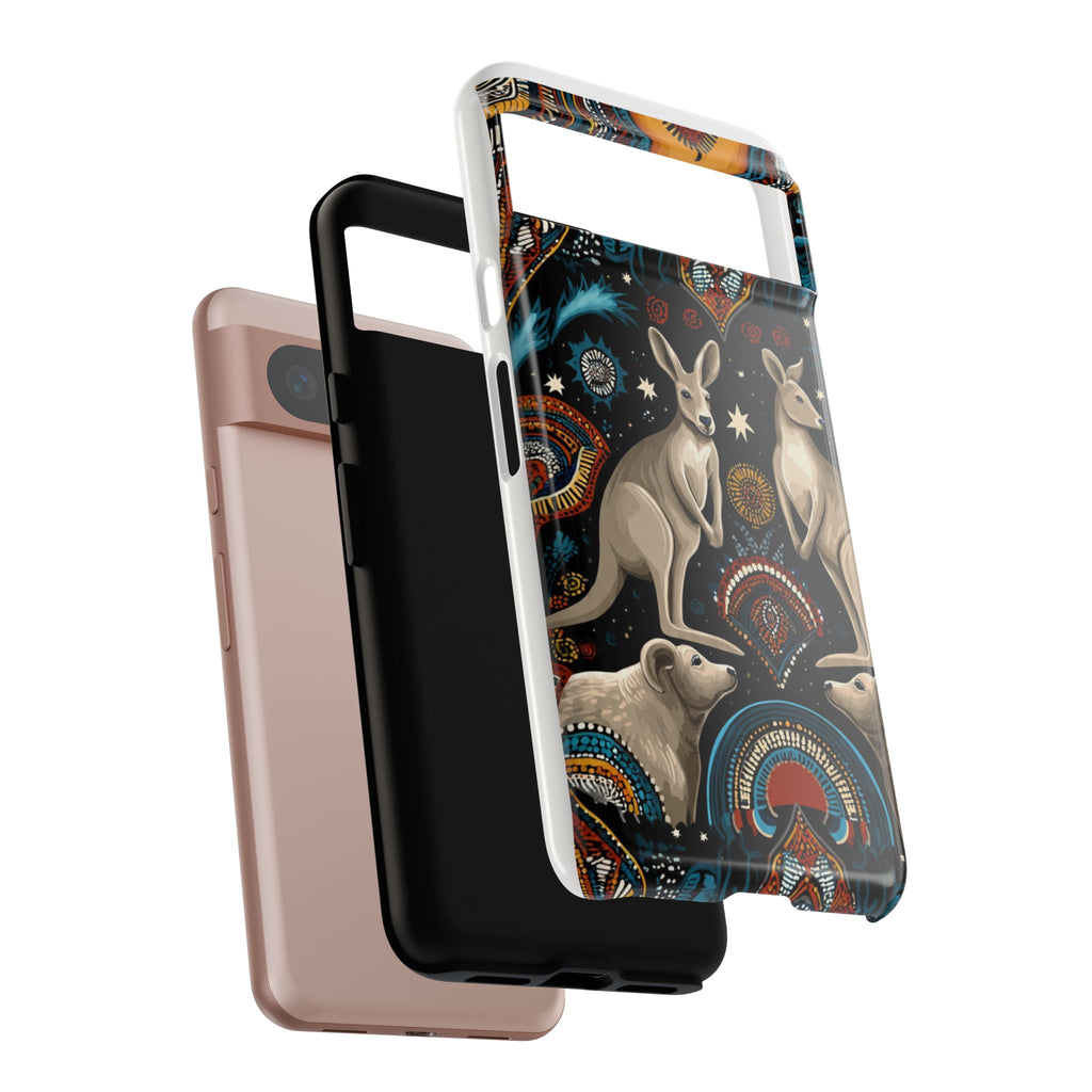 Kangaroo & Boomerang Tough Phone Case — Australian Wildlife Pattern