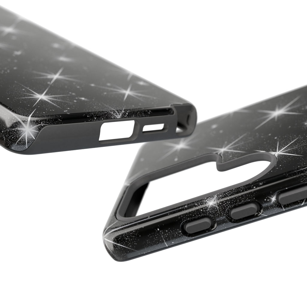 Galaxy Sparkle Tough Phone Case — Black Starfield Protective Cover