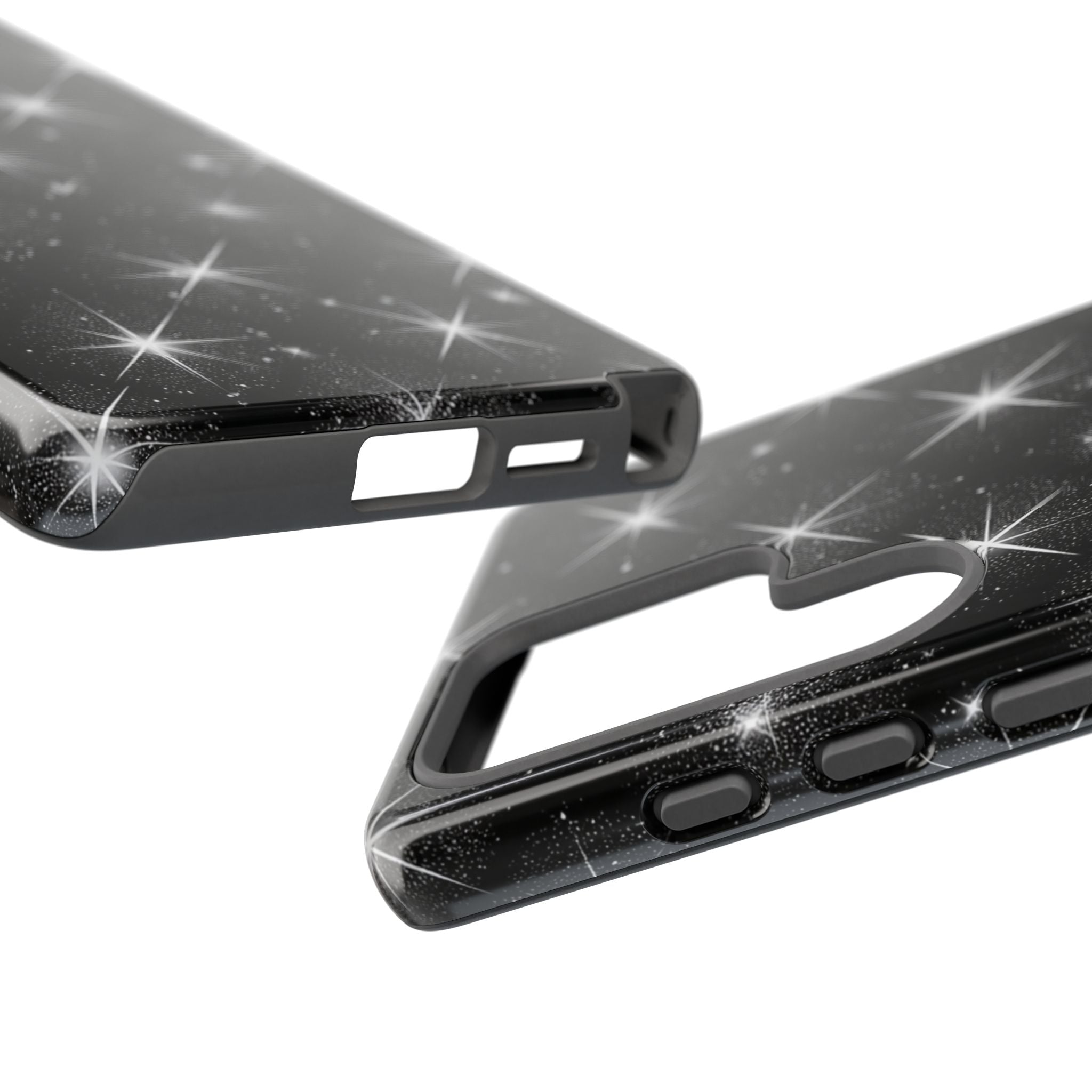 Galaxy Sparkle Tough Phone Case — Black Starfield Protective Cover