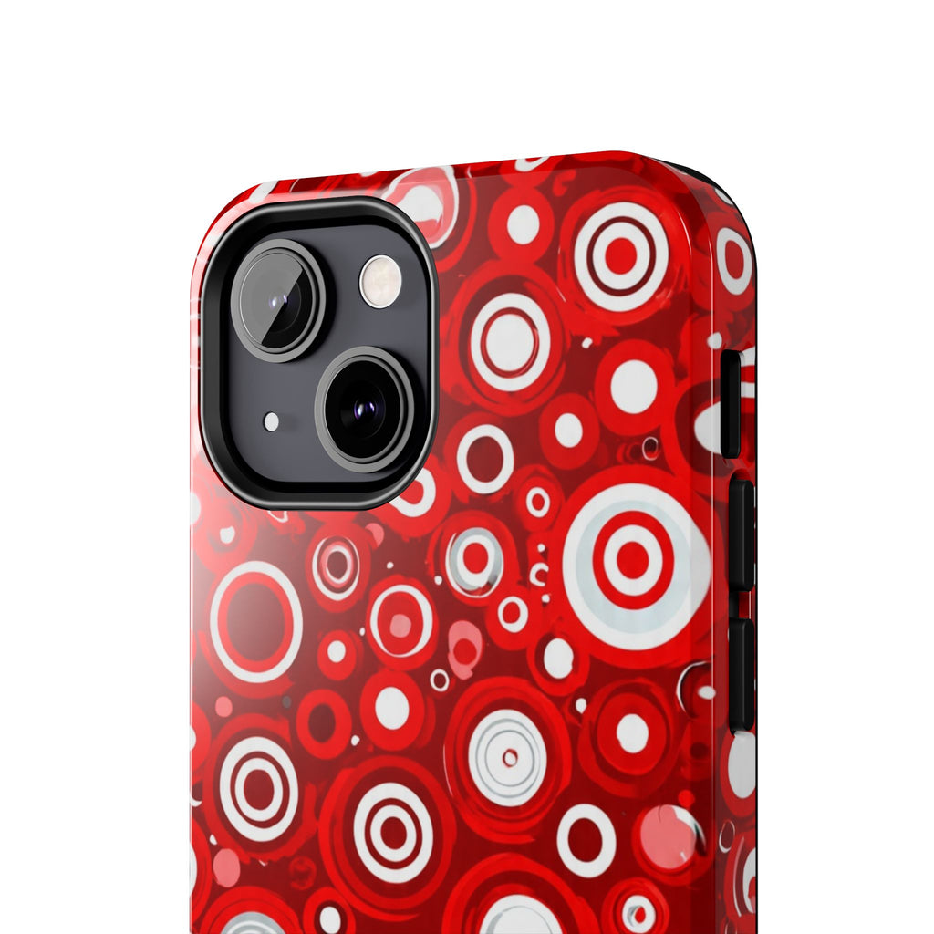 Red Retro Circles Tough Phone Case — Durable Shockproof Protective Cover