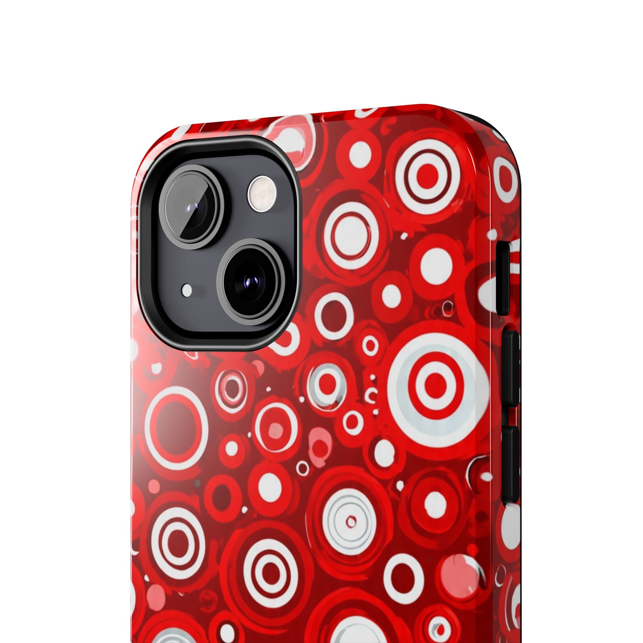 Red Retro Circles Tough Phone Case — Durable Shockproof Protective Cover
