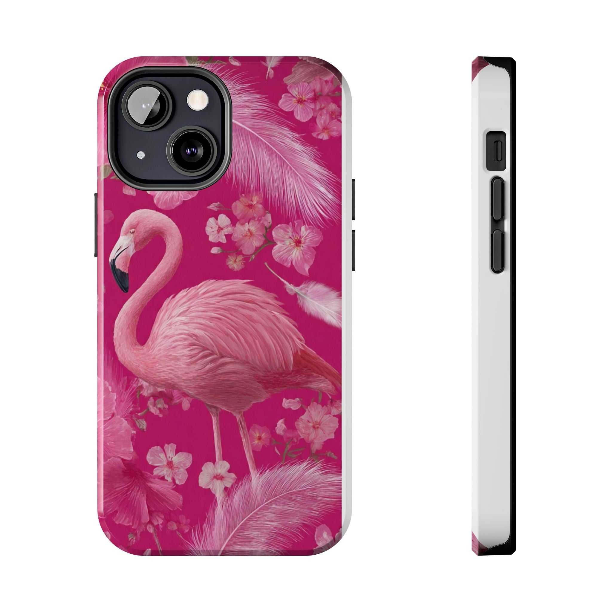Flamingo Floral Tough Phone Case — Pink Tropical Feather Design