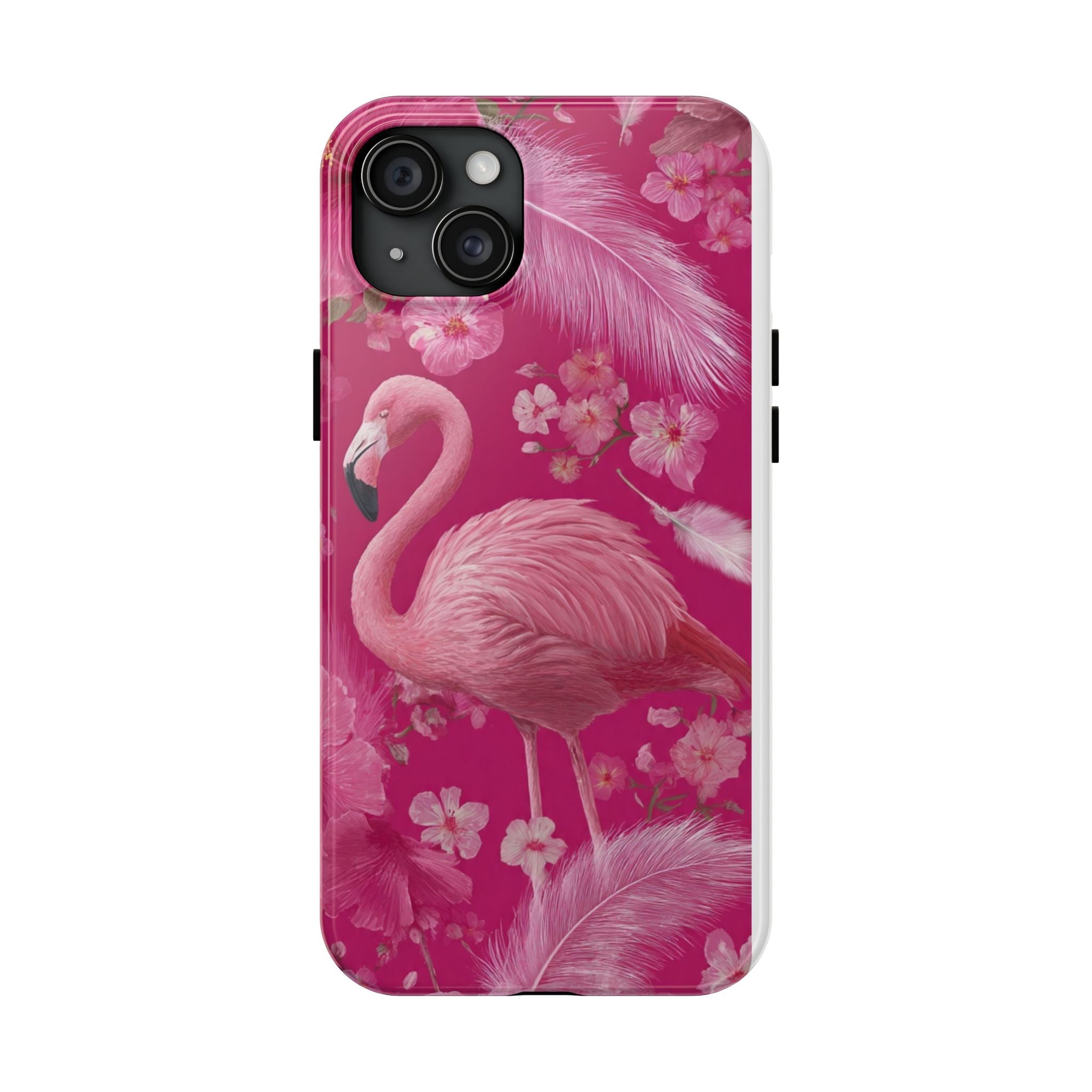 Flamingo Floral Tough Phone Case — Pink Tropical Feather Design