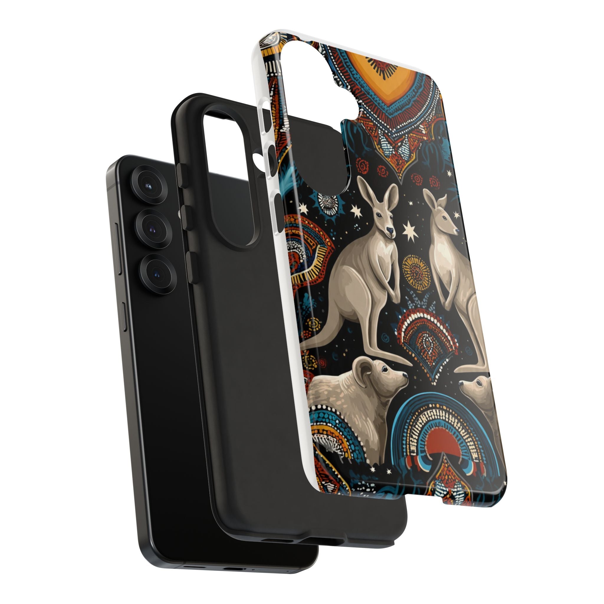 Kangaroo & Boomerang Tough Phone Case — Australian Wildlife Pattern