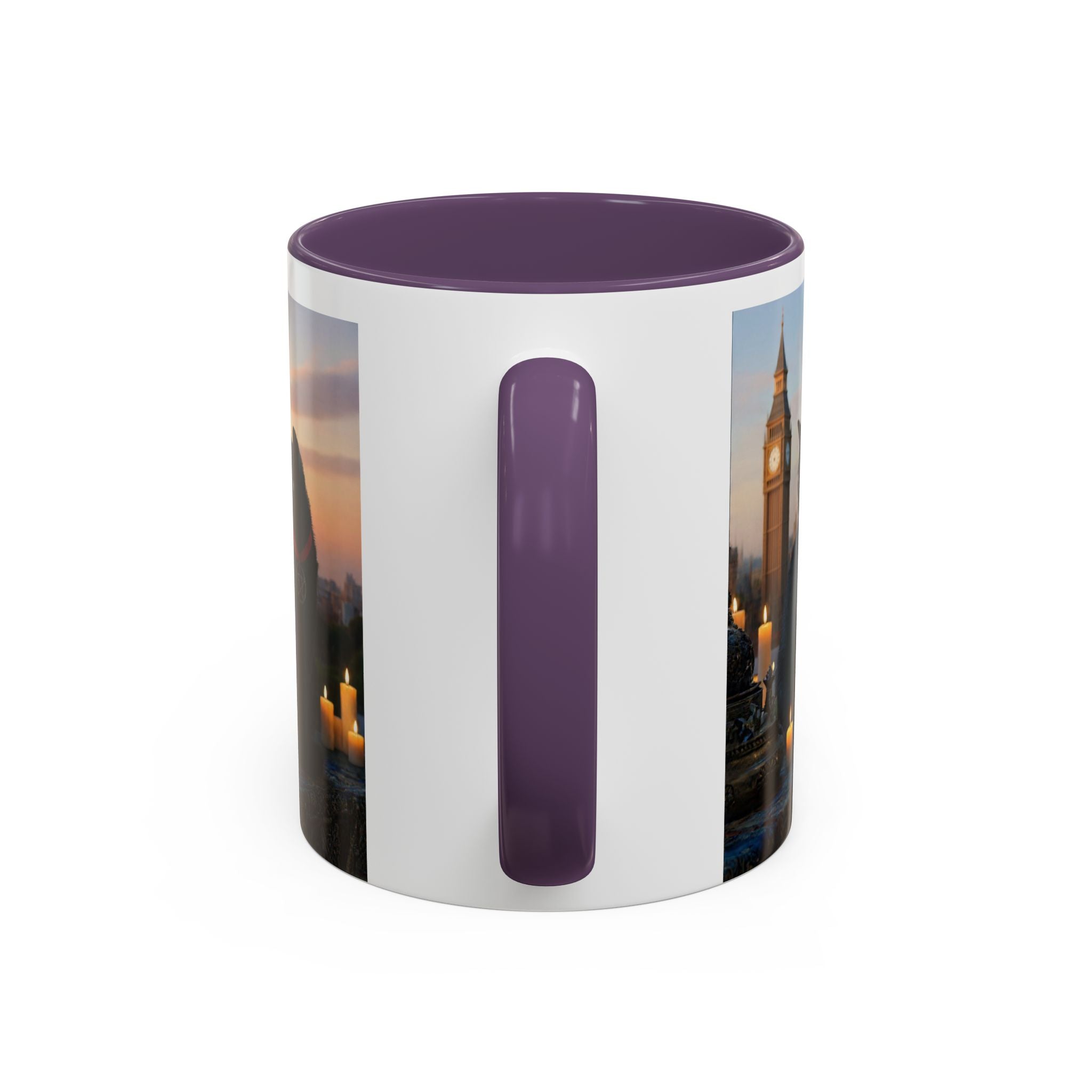 Black Cat Altar Coffee Mug — Gothic Cat with Pentagram, Candlelit Sunset Scene (11/15oz)