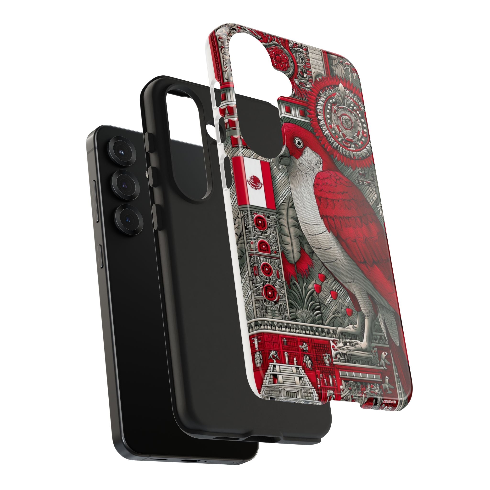 Tough Phone Case — Red Parrot Graphic Impact-Resistant Phone Cover