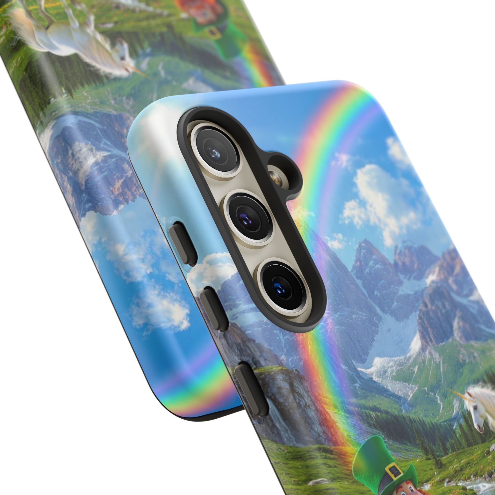 Lucky Leprechaun & Unicorn Phone Case — Rainbow Pot of Gold Protective Cover
